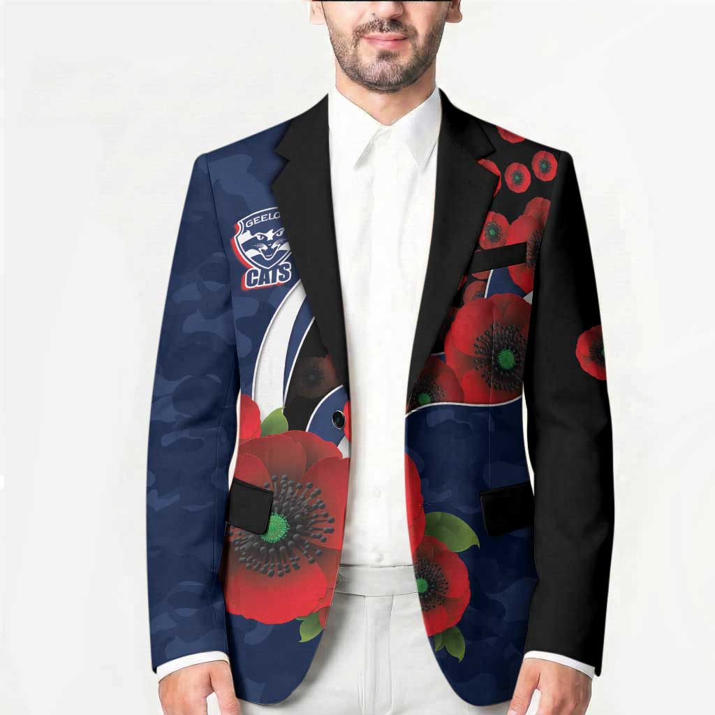 Geelong Cats ANZAC Personalised Blazer Lest We Forget Poppy Camo