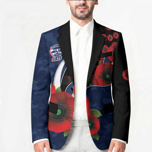 Geelong Cats ANZAC Personalised Blazer Lest We Forget Poppy Camo