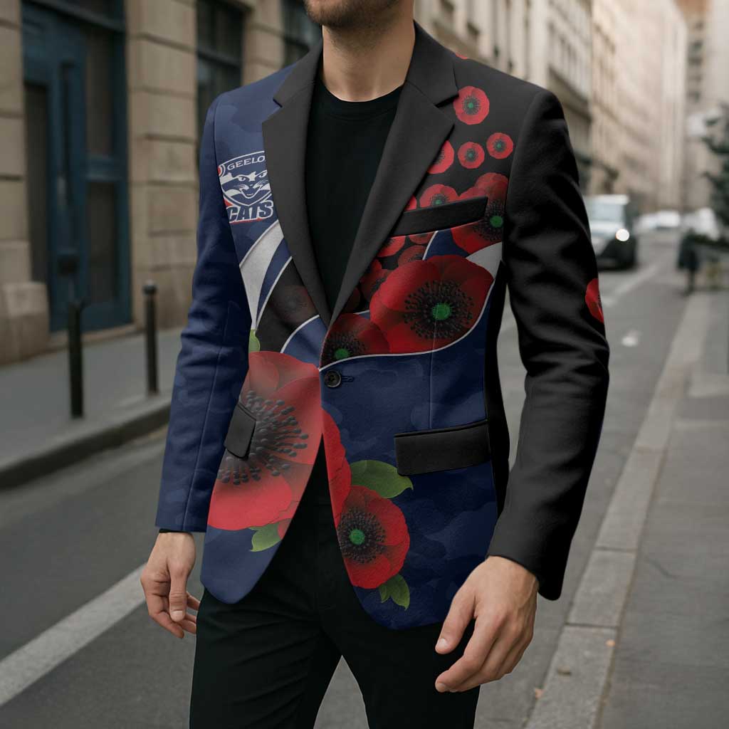 Geelong Cats ANZAC Personalised Blazer Lest We Forget Poppy Camo