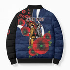 Geelong Cats ANZAC Personalised Bomber Puffer Jacket Lest We Forget Poppy Camo