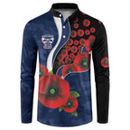 Geelong Cats ANZAC Personalised Button Sweatshirt Lest We Forget Poppy Camo