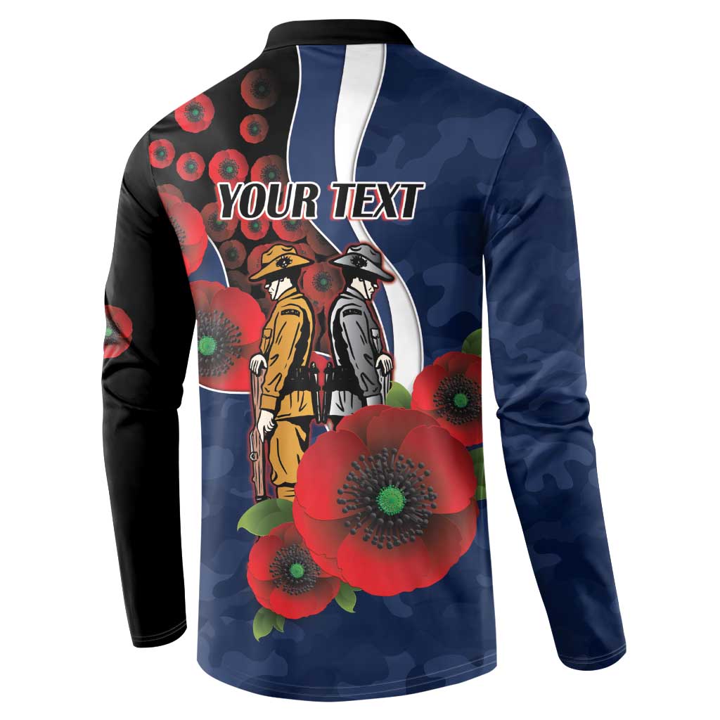 Geelong Cats ANZAC Personalised Button Sweatshirt Lest We Forget Poppy Camo