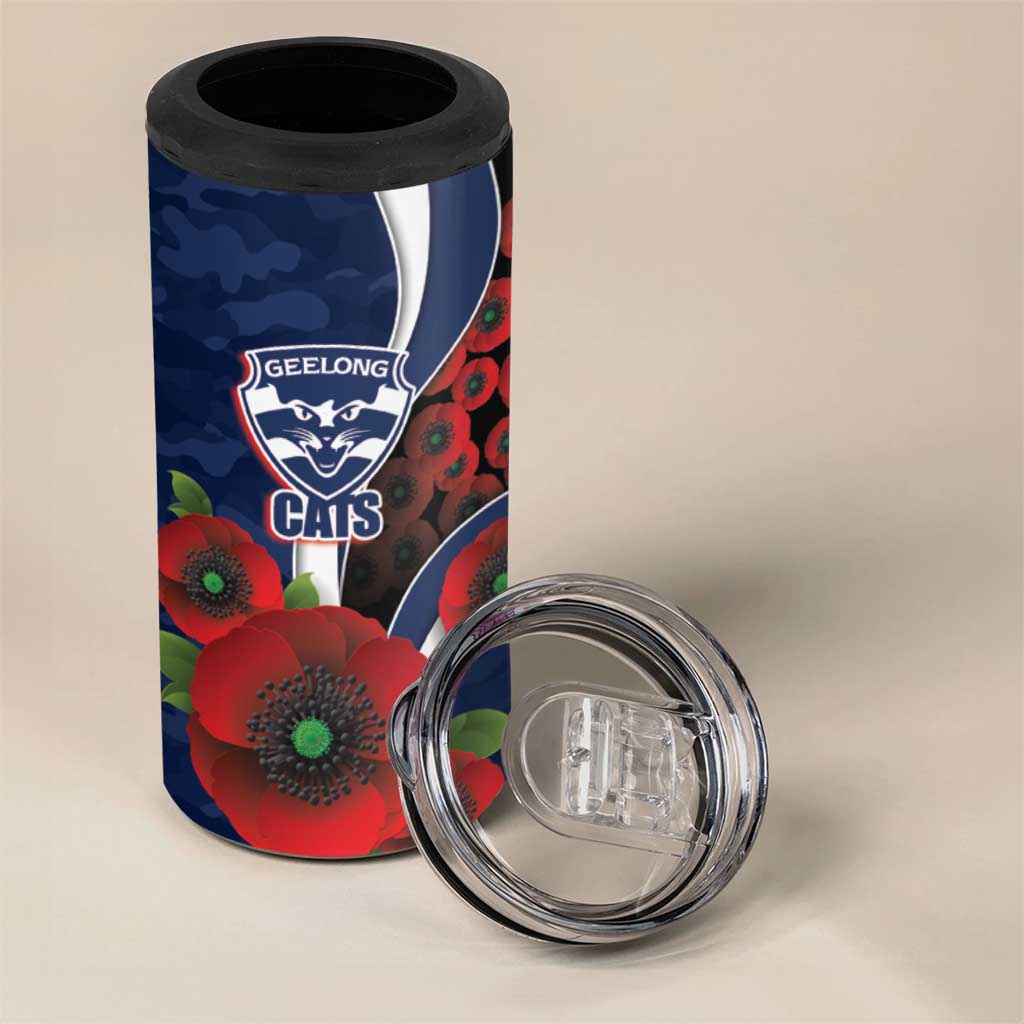 Geelong Cats ANZAC Personalised 4 in 1 Can Cooler Tumbler Lest We Forget Poppy Camo