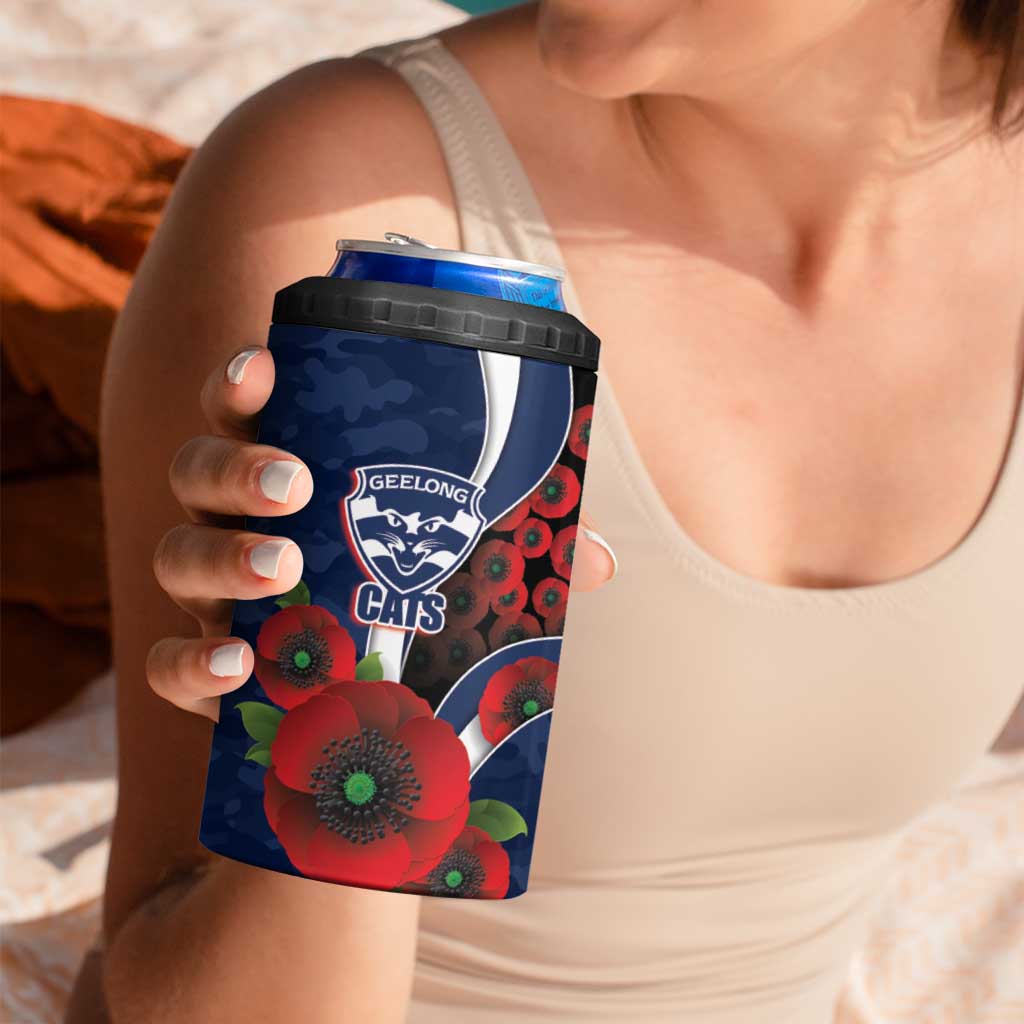 Geelong Cats ANZAC Personalised 4 in 1 Can Cooler Tumbler Lest We Forget Poppy Camo