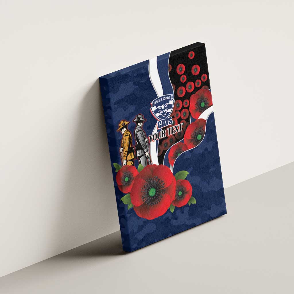 Geelong Cats ANZAC Personalised Canvas Wall Art Lest We Forget Poppy Camo