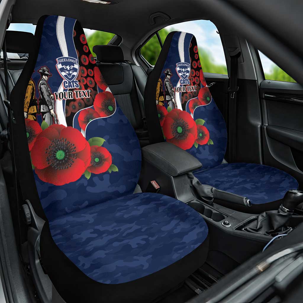 Geelong Cats ANZAC Personalised Car Seat Cover Lest We Forget Poppy Camo