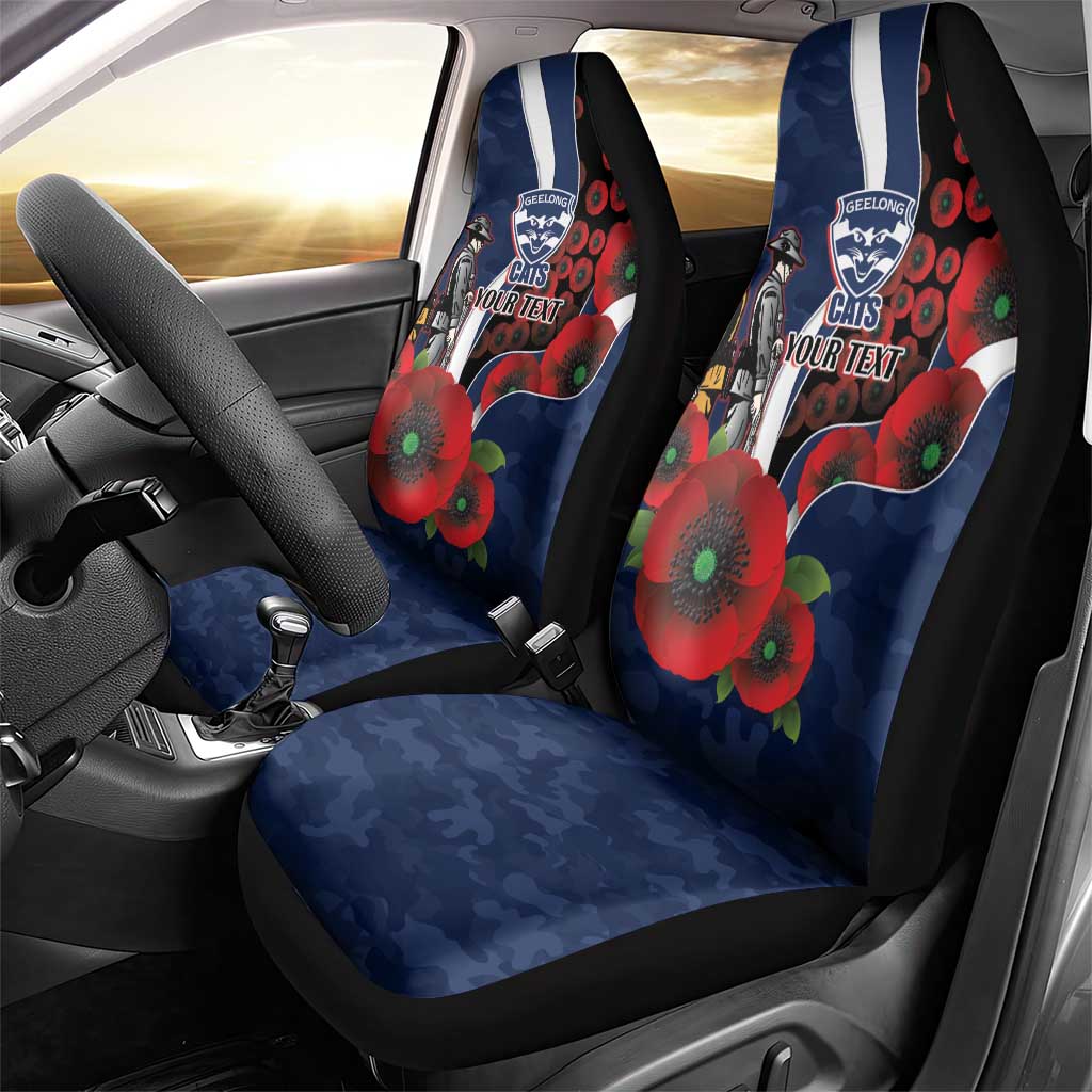 Geelong Cats ANZAC Personalised Car Seat Cover Lest We Forget Poppy Camo