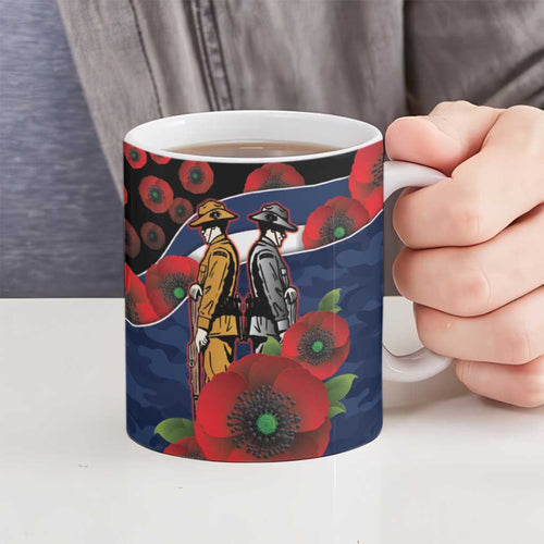 Geelong Cats ANZAC Personalised Ceramic Mug Lest We Forget Poppy Camo