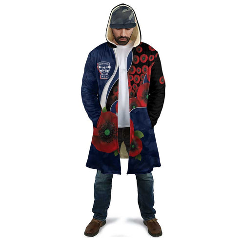 Geelong Cats ANZAC Personalised Cloak Lest We Forget Poppy Camo