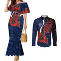 Geelong Cats ANZAC Personalised Couples Matching Mermaid Dress and Long Sleeve Button Shirt Lest We Forget Poppy Camo