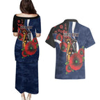 Geelong Cats ANZAC Personalised Couples Matching Puletasi and Hawaiian Shirt Lest We Forget Poppy Camo