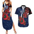 Geelong Cats ANZAC Personalised Couples Matching Summer Maxi Dress and Hawaiian Shirt Lest We Forget Poppy Camo