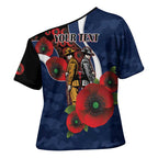 Geelong Cats ANZAC Personalised Cross Shoulder Shirt Lest We Forget Poppy Camo