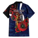 Geelong Cats ANZAC Personalised Family Matching Long Sleeve Bodycon Dress and Hawaiian Shirt Lest We Forget Poppy Camo