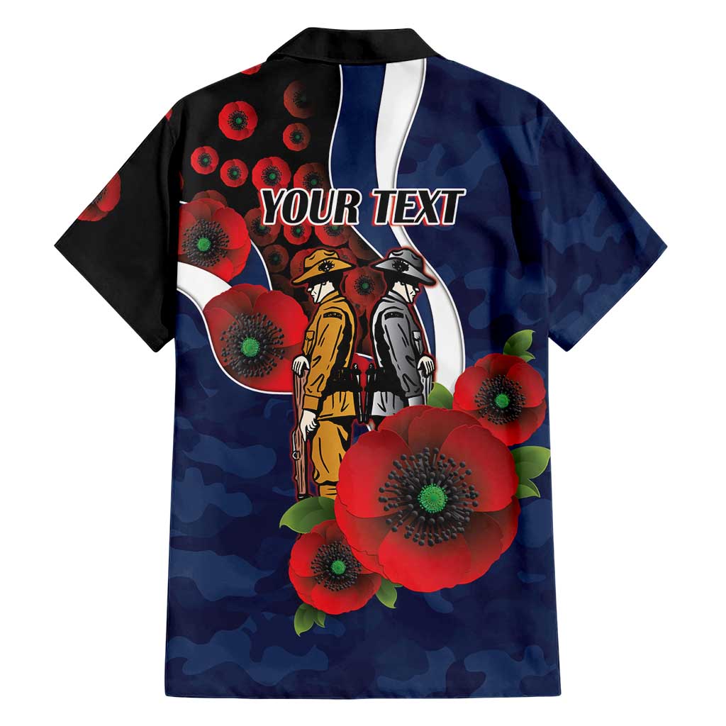 Geelong Cats ANZAC Personalised Family Matching Off Shoulder Maxi Dress and Hawaiian Shirt Lest We Forget Poppy Camo
