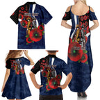 Geelong Cats ANZAC Personalised Family Matching Summer Maxi Dress and Hawaiian Shirt Lest We Forget Poppy Camo