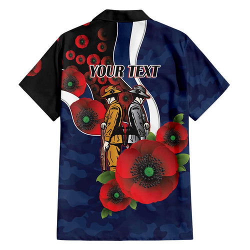 Geelong Cats ANZAC Personalised Family Matching Summer Maxi Dress and Hawaiian Shirt Lest We Forget Poppy Camo