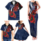Geelong Cats ANZAC Personalised Family Matching Tank Maxi Dress and Hawaiian Shirt Lest We Forget Poppy Camo