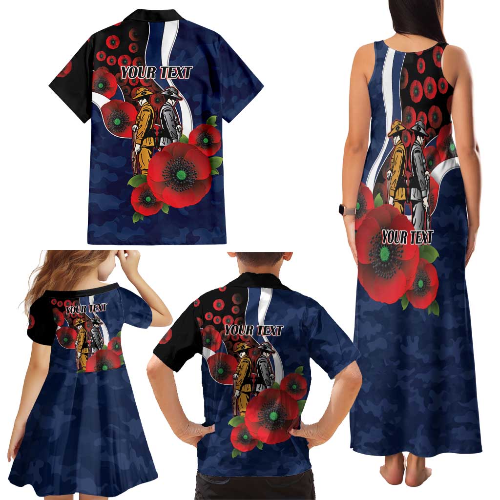 Geelong Cats ANZAC Personalised Family Matching Tank Maxi Dress and Hawaiian Shirt Lest We Forget Poppy Camo
