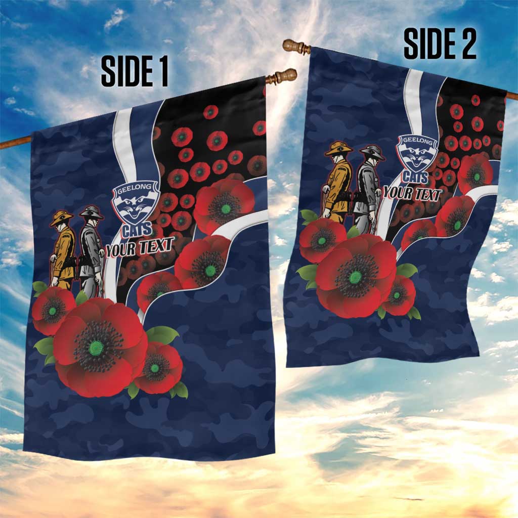 Geelong Cats ANZAC Personalised Garden Flag Lest We Forget Poppy Camo