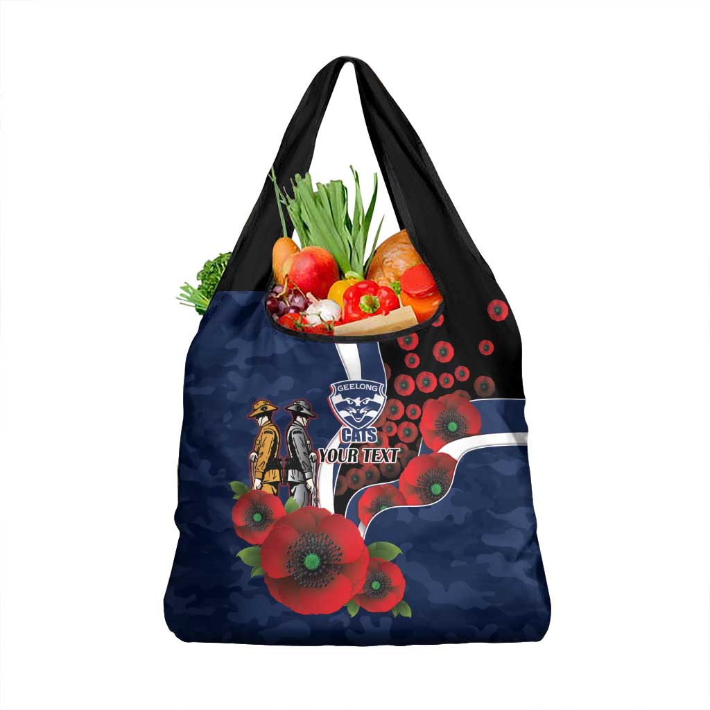 Geelong Cats ANZAC Personalised Grocery Bag Lest We Forget Poppy Camo