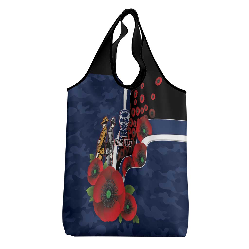 Geelong Cats ANZAC Personalised Grocery Bag Lest We Forget Poppy Camo