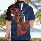 Geelong Cats ANZAC Personalised Hawaiian Shirt Lest We Forget Poppy Camo