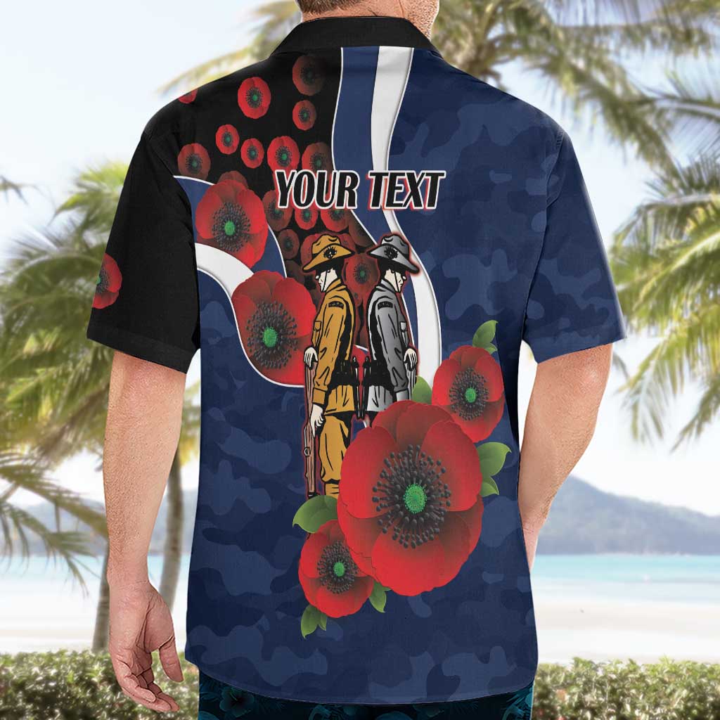 Geelong Cats ANZAC Personalised Hawaiian Shirt Lest We Forget Poppy Camo