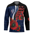 Geelong Cats ANZAC Personalised Hockey Jersey Lest We Forget Poppy Camo