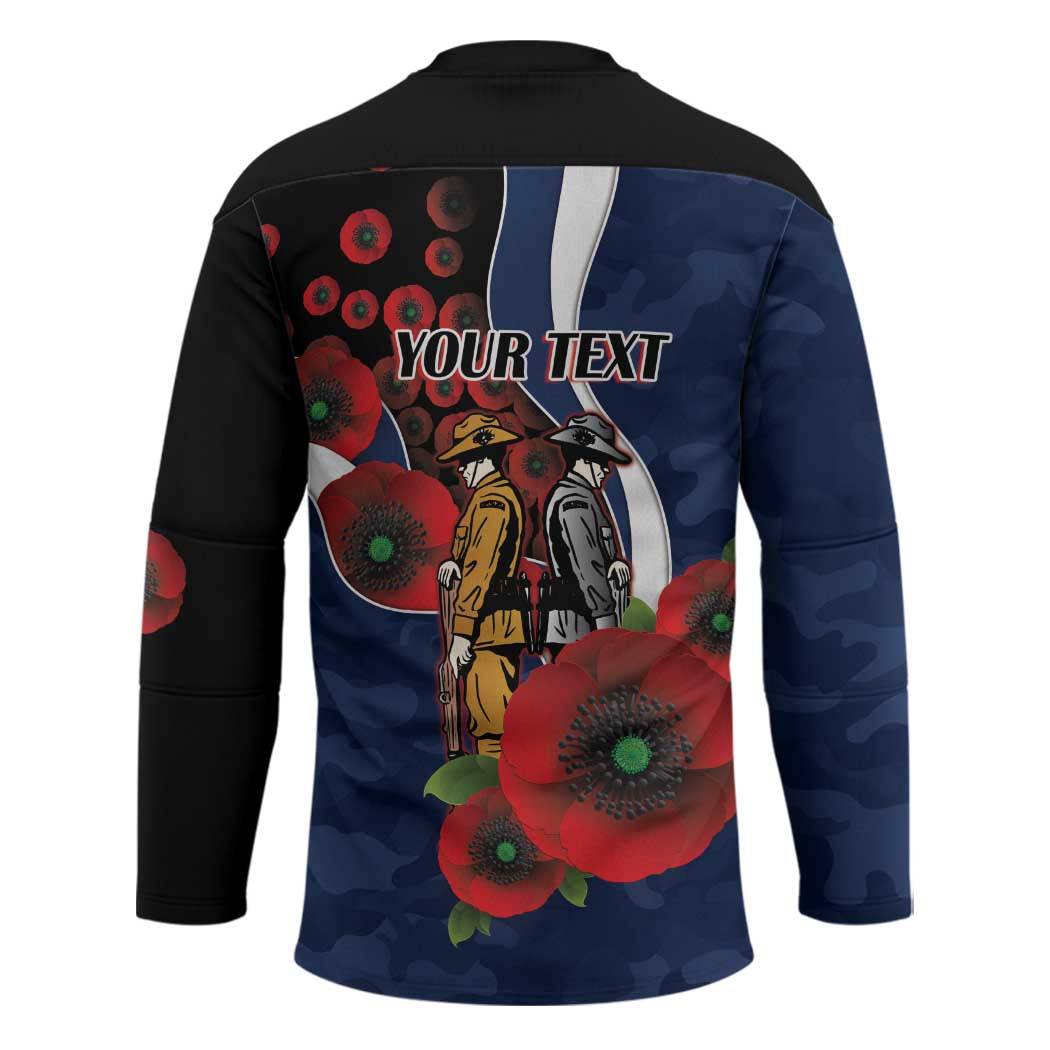 Geelong Cats ANZAC Personalised Hockey Jersey Lest We Forget Poppy Camo