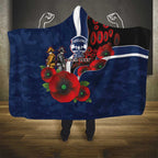 Geelong Cats ANZAC Personalised Hooded Blanket Lest We Forget Poppy Camo