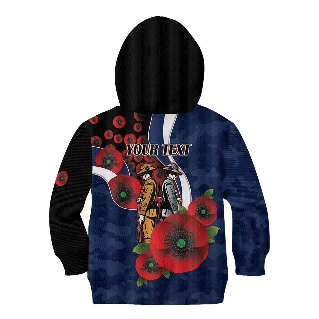 Geelong Cats ANZAC Personalised Kid Hoodie Lest We Forget Poppy Camo