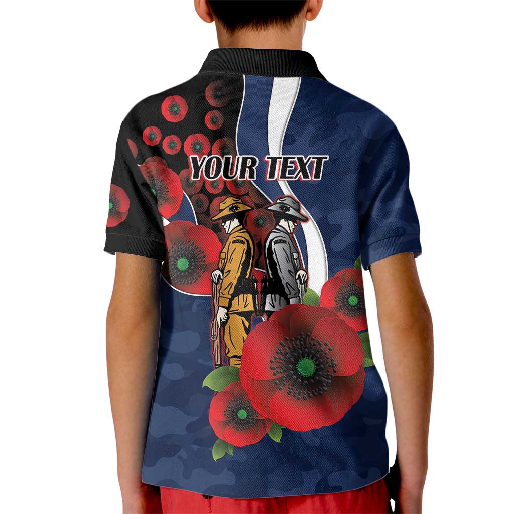 Geelong Cats ANZAC Personalised Kid Polo Shirt Lest We Forget Poppy Camo