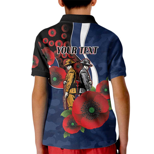 Geelong Cats ANZAC Personalised Kid Polo Shirt Lest We Forget Poppy Camo