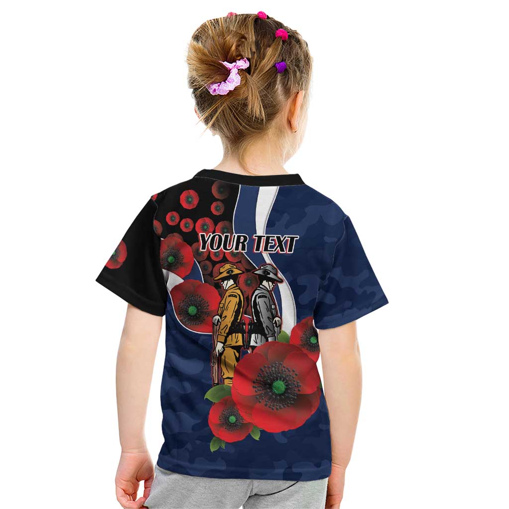 Geelong Cats ANZAC Personalised Kid T Shirt Lest We Forget Poppy Camo