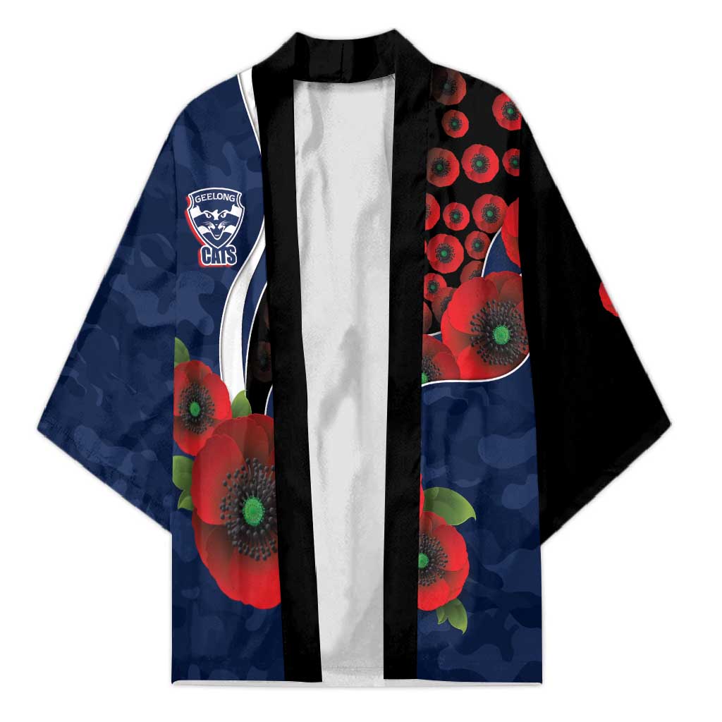 Geelong Cats ANZAC Personalised Kimono Lest We Forget Poppy Camo