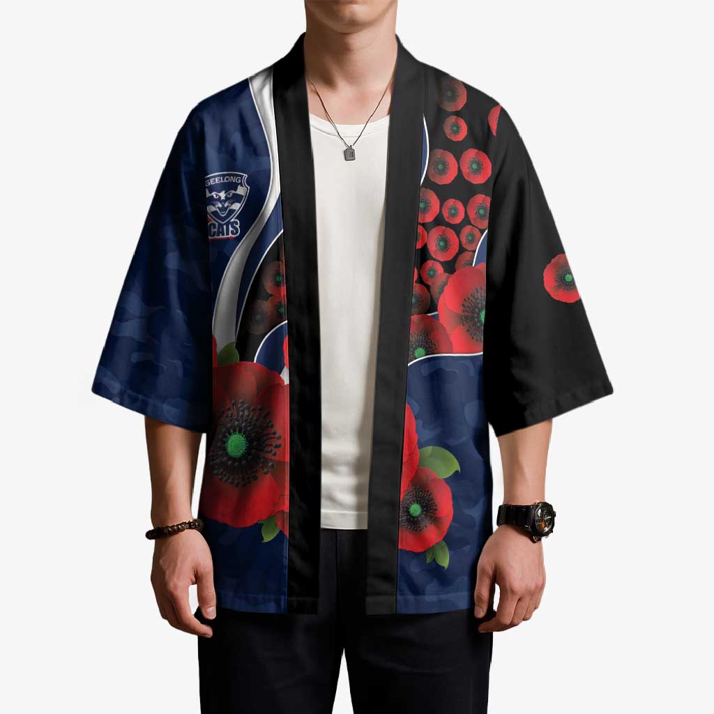 Geelong Cats ANZAC Personalised Kimono Lest We Forget Poppy Camo