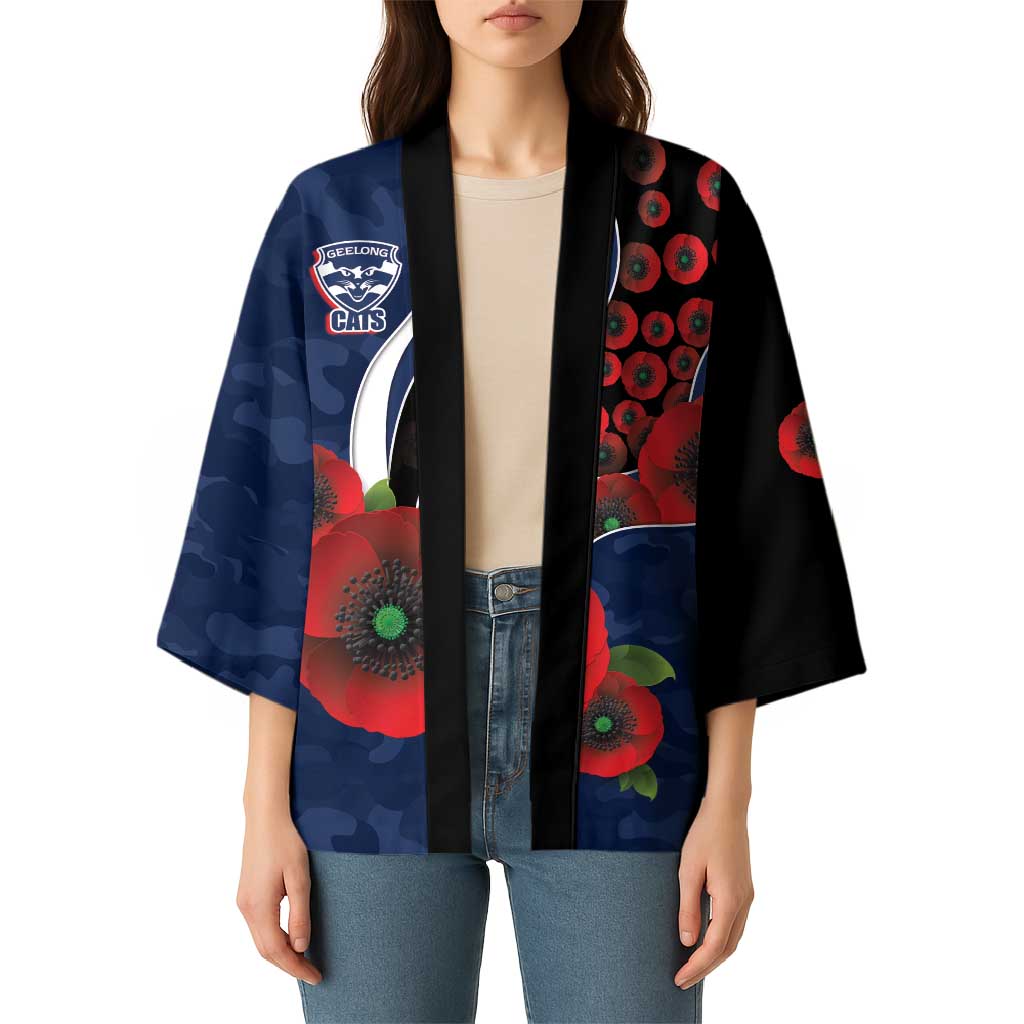 Geelong Cats ANZAC Personalised Kimono Lest We Forget Poppy Camo