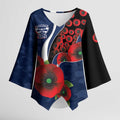 Geelong Cats ANZAC Personalised Kimono Sleeve Blouse Lest We Forget Poppy Camo