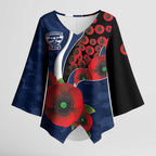 Geelong Cats ANZAC Personalised Kimono Sleeve Blouse Lest We Forget Poppy Camo