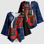 Geelong Cats ANZAC Personalised Kimono Sleeve Blouse Lest We Forget Poppy Camo