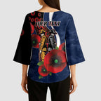 Geelong Cats ANZAC Personalised Kimono Sleeve Blouse Lest We Forget Poppy Camo
