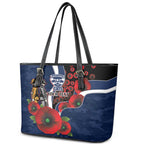 Geelong Cats ANZAC Personalised Leather Tote Bag Lest We Forget Poppy Camo