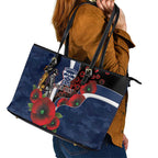 Geelong Cats ANZAC Personalised Leather Tote Bag Lest We Forget Poppy Camo