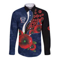 Geelong Cats ANZAC Personalised Long Sleeve Button Shirt Lest We Forget Poppy Camo