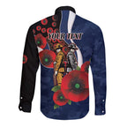Geelong Cats ANZAC Personalised Long Sleeve Button Shirt Lest We Forget Poppy Camo