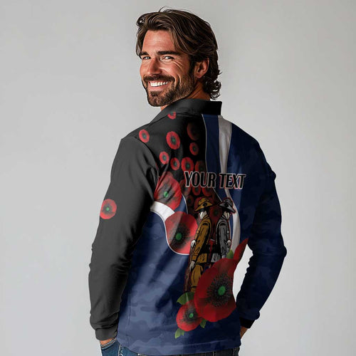 Geelong Cats ANZAC Personalised Long Sleeve Polo Shirt Lest We Forget Poppy Camo