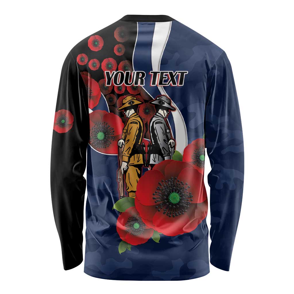 Geelong Cats ANZAC Personalised Long Sleeve Shirt Lest We Forget Poppy Camo