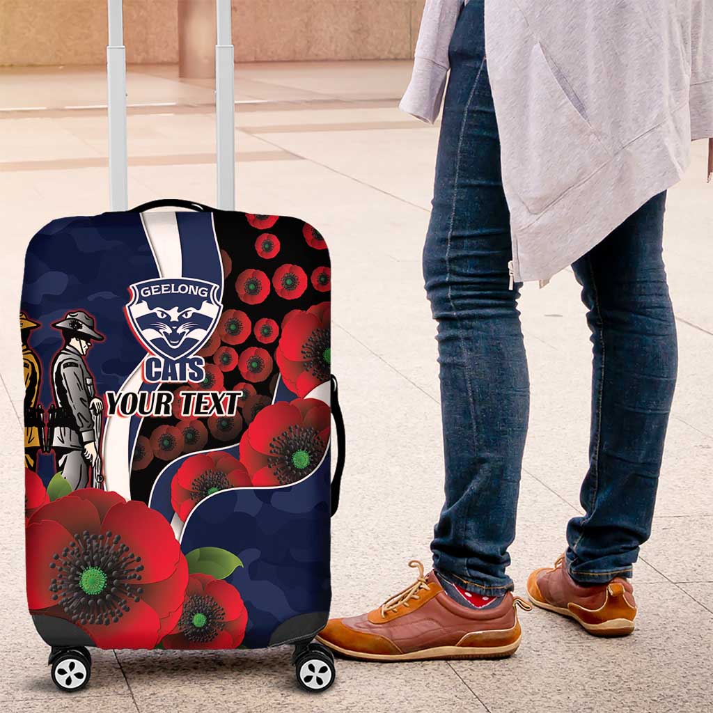 Geelong Cats ANZAC Personalised Luggage Cover Lest We Forget Poppy Camo