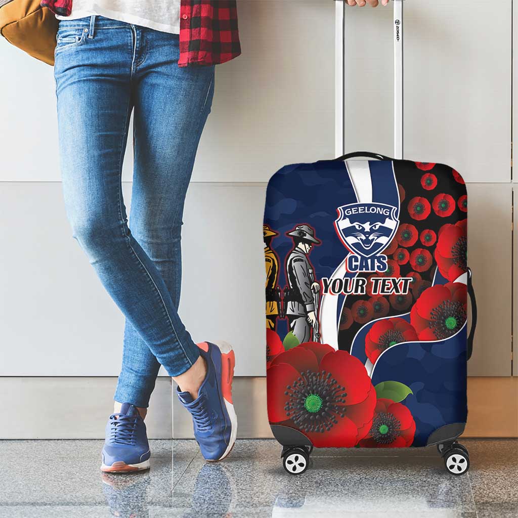 Geelong Cats ANZAC Personalised Luggage Cover Lest We Forget Poppy Camo